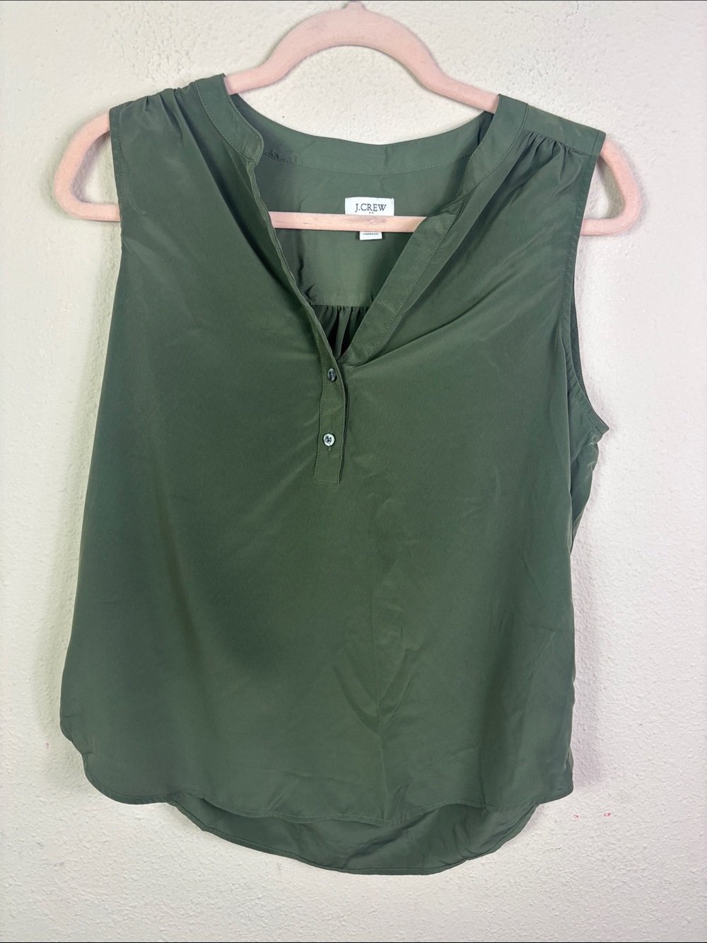 J. Crew Olive Military Green Lightweight Popover Sleeveless Too size XS
